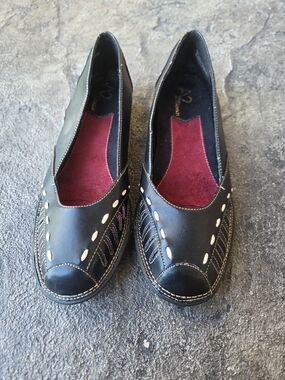 A2 By Aerosoles Black Flats with Stitched Cutouts Size 6